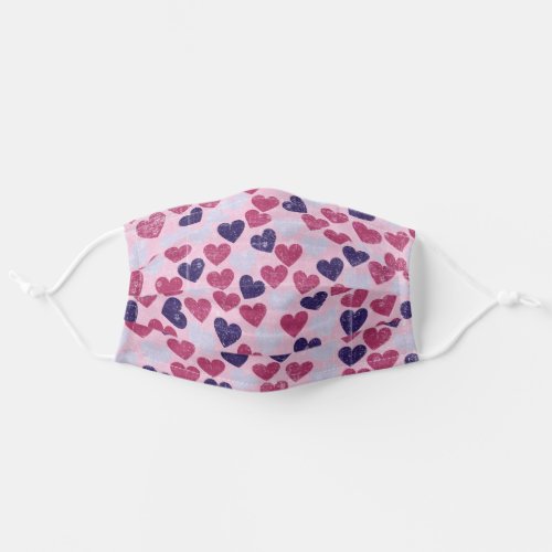 Modern Grunge Pink Love Hearts Romantic Pattern Adult Cloth Face Mask