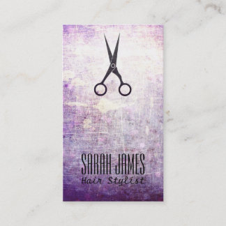 modern grunge purple hairstylist hair stylist business card