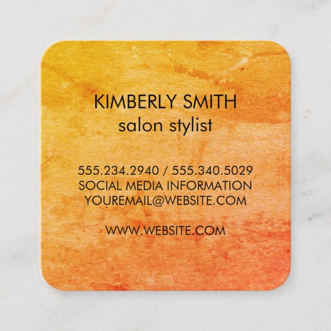 Modern Grunge Texture Square Business Card (Front)