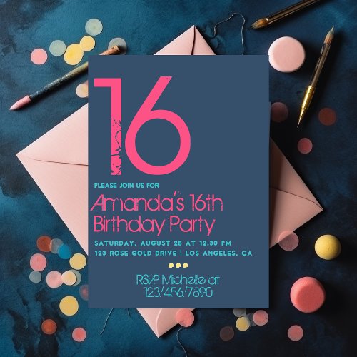 Modern Grunge Typography Birthday Invitation