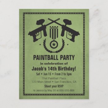 Modern Grungy Paintball Birthday Party Invitations by RustyDoodle at Zazzle