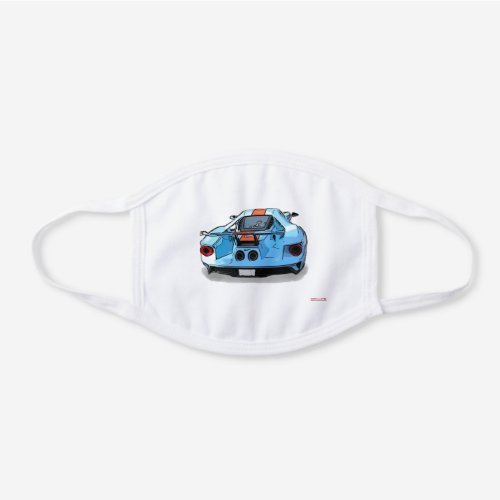 Modern GT in Classic Gulf Colors White Cotton Face Mask