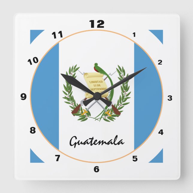 Modern Guatemala Flag, Guatemala Home / design Square Wall Clock (Front)