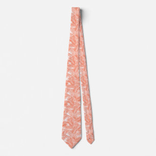 Modern guava coral gold tropical palm tree tie
