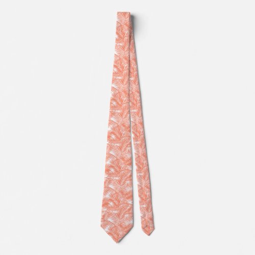 Modern guava coral gold tropical palm tree tie