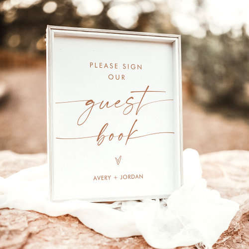 Modern Guest Book Sign, Terracotta Wedding Sign