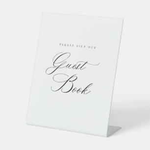 Modern Guest Book Wedding Acrylic Pedestal Sign