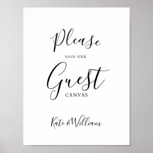 Modern guest canvas wedding sign