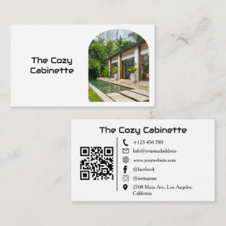 Modern Guest House Vacation Rental QR Code Photo Business Card