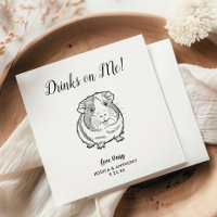 Modern Guinea Pig Wedding Cocktail Napkins 