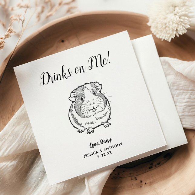 Modern Guinea Pig Wedding Cocktail Napkins  (Creator Uploaded)