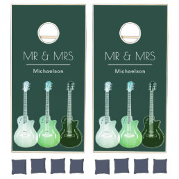 Modern Guitar Green Wedding Cornhole Set