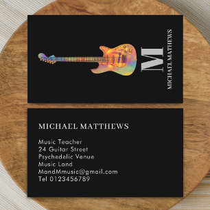 Modern Guitar Music Teacher Professional Musician Business Card