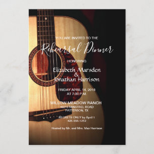 Modern Guitar Musical Event Rehearsal Dinner Invitation
