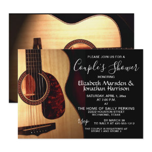 Modern Guitar Musical Handlettered Couple's Shower Invitation