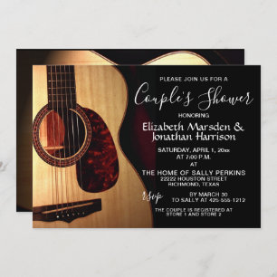Modern Guitar Musical Handlettered Couple's Shower Invitation