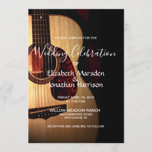 Modern Guitar Musical Musician Wedding Invitation