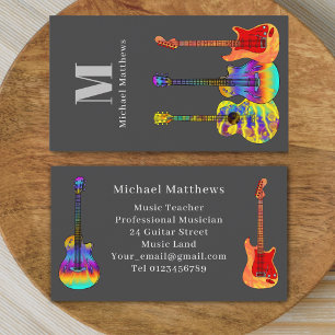 Modern Guitar Teacher Professional Musician Business Card