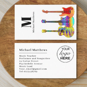 Modern Guitar Teacher Professional Musician Logo Business Card