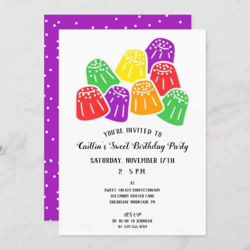 Modern Gumdrops Candy Sweet Birthday Party Invitation