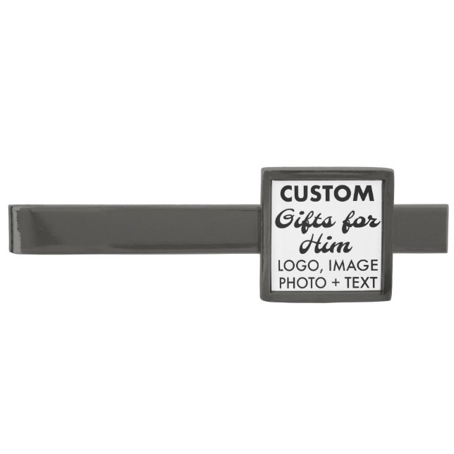 Modern Gunmetal Tie Clip Bar Custom Gifts for Him (Front)