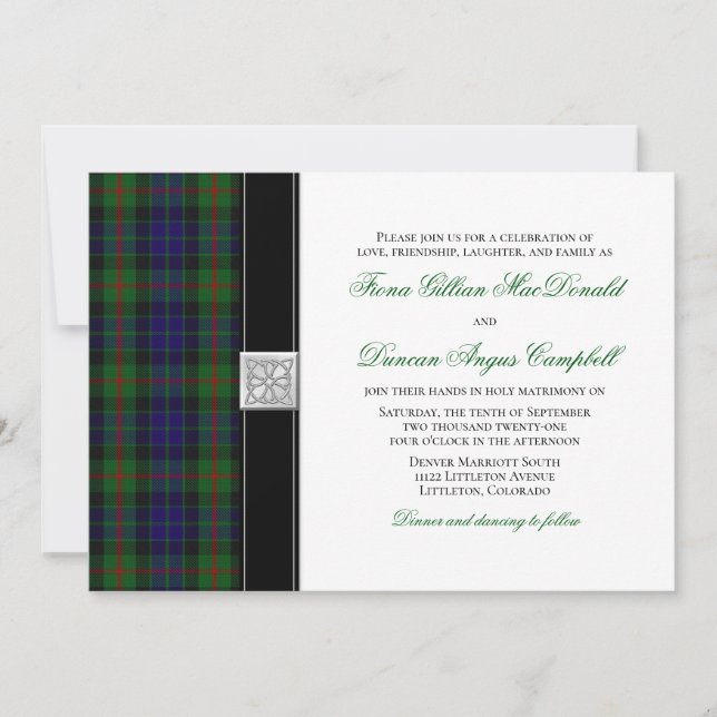 Modern Gunn Tartan Wedding Invitation (Front)