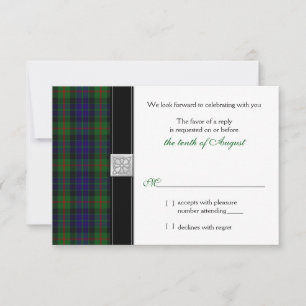 Modern Gunn Tartan Wedding RSVP Reply Card