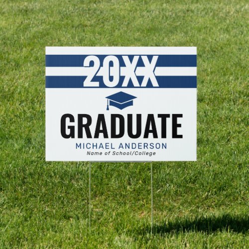 Modern Guy Navy Graduation Sign