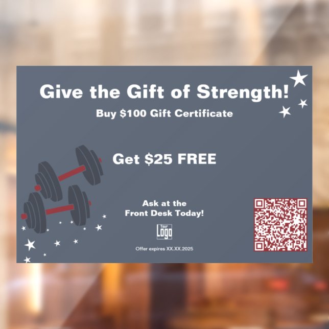 Modern Gym Christmas Gift Certificate Promotion Window Cling (Sheet 2)
