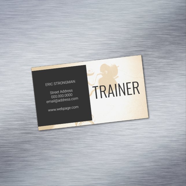 Modern gym inspired business card magnet (In Situ)