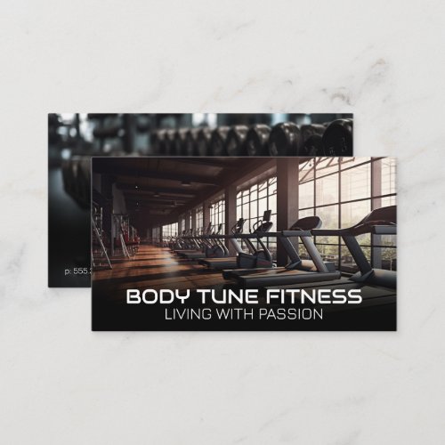 Modern Gym  Treadmill  Dumbbell Weights Business Card