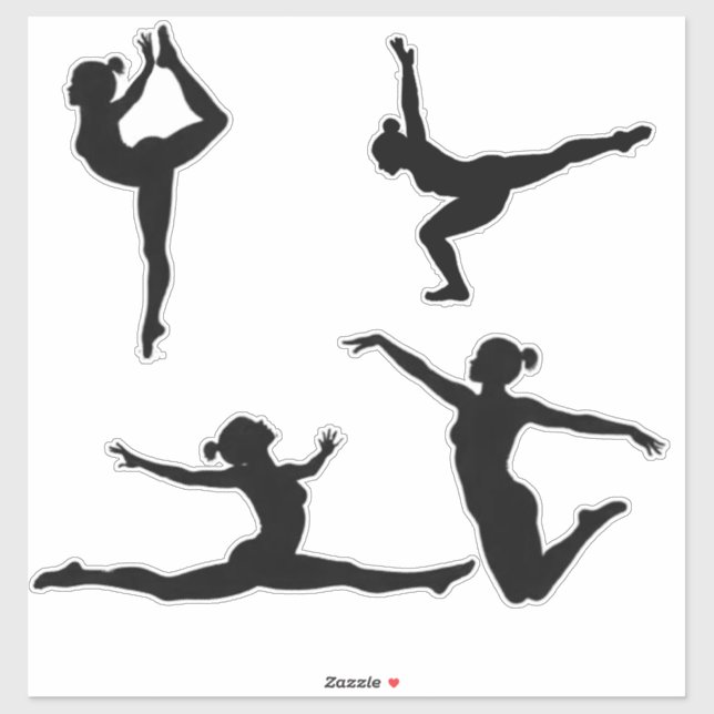 Modern Gymnastics Girls , Gymnast Silhouette Sticker (Sheet)