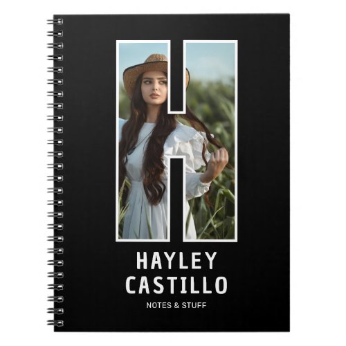 Modern "H" Photo Initial Monogram Notebook