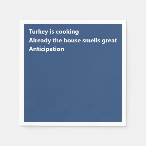 Modern Haiku Poem Minimal Blue Thanksgiving Napkins