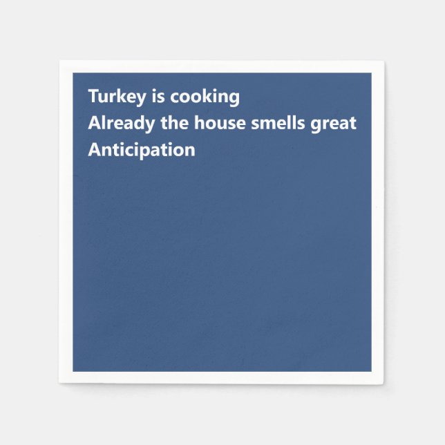 Modern Haiku Poem Minimal Blue Thanksgiving Napkins (Front)