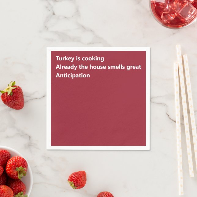 Modern Haiku Poem Minimal Burgundy Thanksgiving Napkins (Insitu)