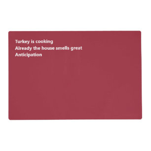Modern Haiku Poem Minimal Burgundy Thanksgiving Placemat