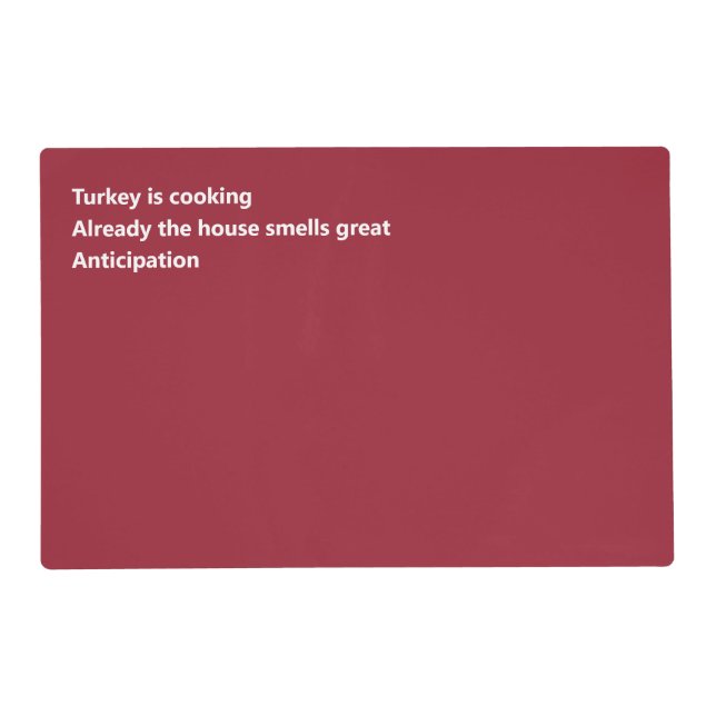 Modern Haiku Poem Minimal Burgundy Thanksgiving Placemat (Front)