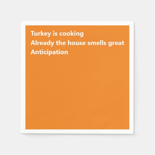 Modern Haiku Poem Minimal Orange Thanksgiving Napkins