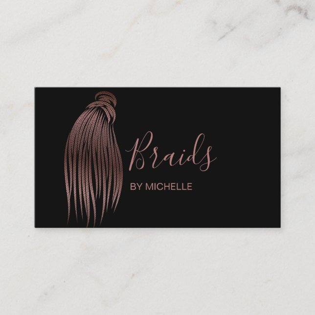 Modern Hair Braider, hair Salon for Braids Business Card (Front)