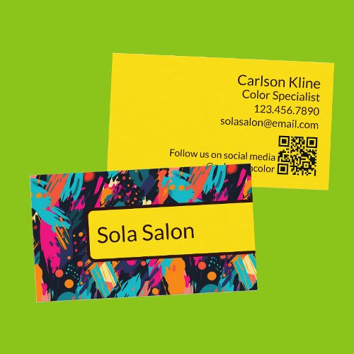 Modern Hair Color Specialist QR Code Business Card