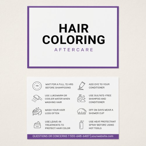 Modern Hair Coloring Aftercare Business Card