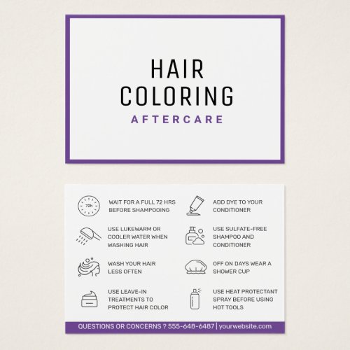 Modern Hair Coloring Aftercare Business Card