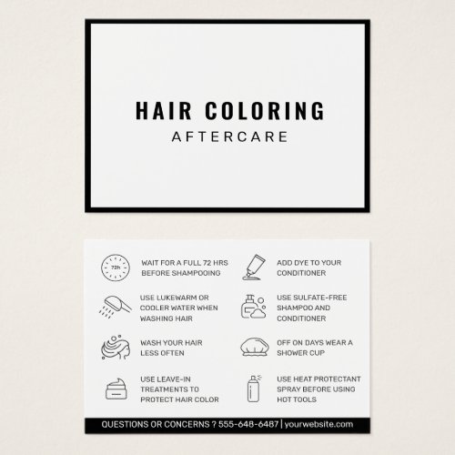 Modern Hair Coloring Aftercare Business Card