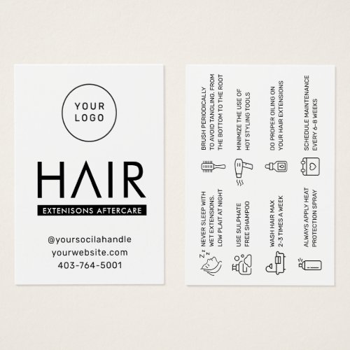  Modern Hair Extensions Aftercare Advice Card