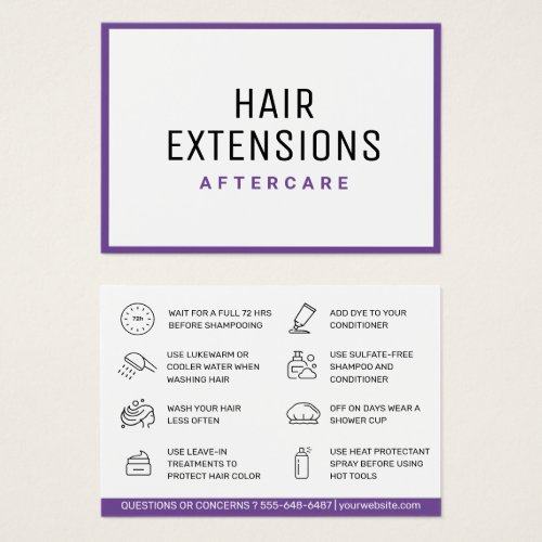 Modern Hair Extensions Aftercare Business Card