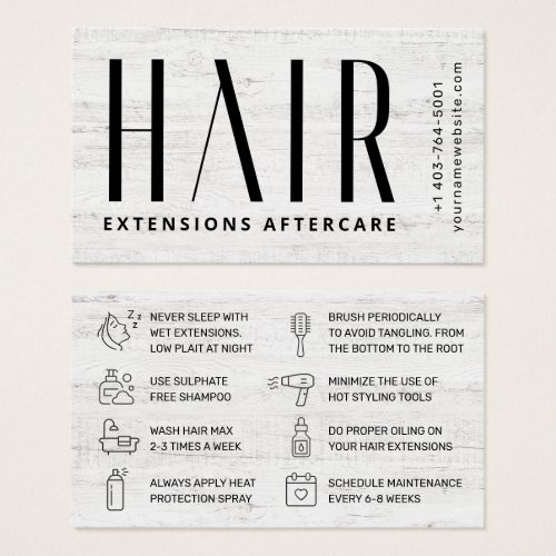 Modern Hair Extensions Aftercare Business Card