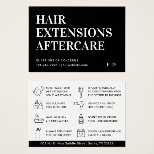 Modern Hair Extensions Aftercare Business Card