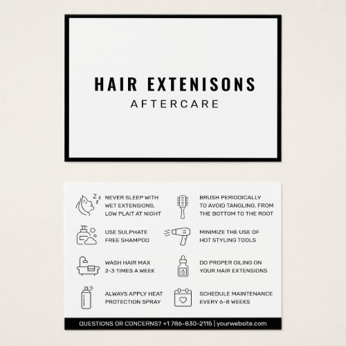 Modern Hair Extensions Aftercare Business Card