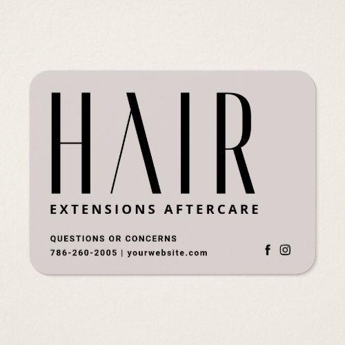 Modern Hair Extensions Aftercare Business Card